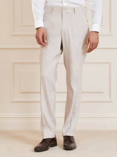 Férfi Guess Nadrág Marciano Linen Blend Nadrág Bézs | HU-762668