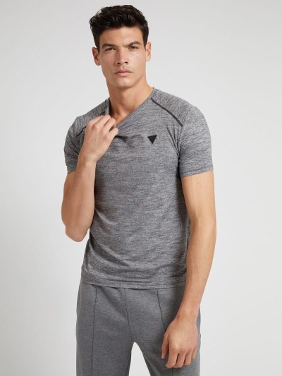 Férfi Guess Patch Logo Tech Póló Szürke | HU-448734