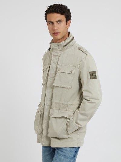 Férfi Guess Patch Pockets Kabát Bézs | HU-271358