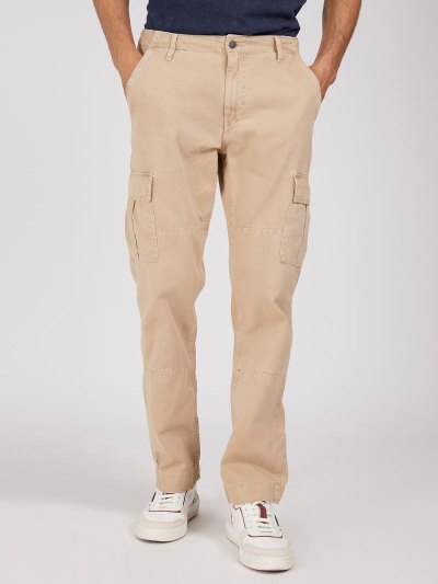 Férfi Guess Patch Regular Fit Nadrág Bézs | HU-582066