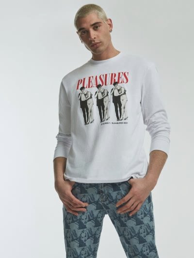 Férfi Guess Placed Print Póló Fehér | HU-730539