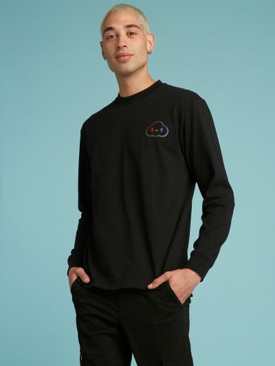 Férfi Guess Placed Print Póló Fekete | HU-384197