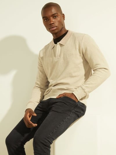 Férfi Guess Polo Neck Pulóverek Bézs | HU-566140