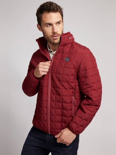 Férfi Guess Párnázott Kabát Bordó | HU-743635