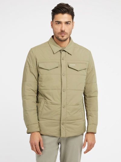 Férfi Guess Párnázott Technical Shirt Jacket Kabát Zöld | HU-743472