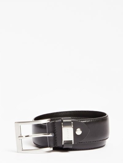 Férfi Guess Real Bőr Belt Öv Fekete | HU-681601