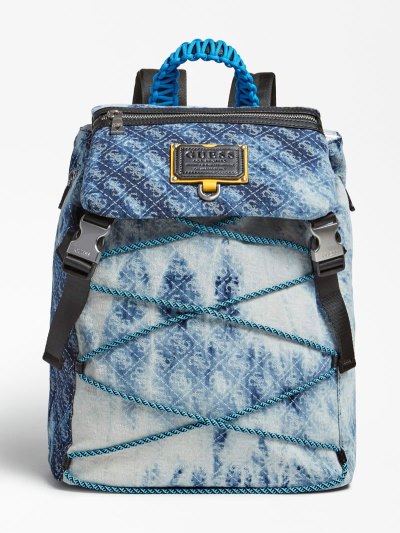 Férfi Guess Salameda Denim Hátizsák Világos Kék | HU-184305