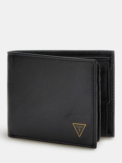 Férfi Guess Scala Real Bőr Pénztárca Fekete | HU-312931