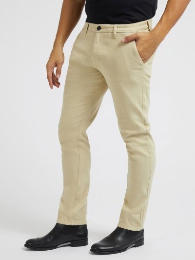 Férfi Guess Slim Fit Chino Nadrág Barna | HU-735992