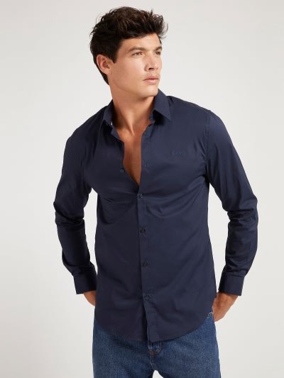Férfi Guess Slim Fit Ingek Kék | HU-907247