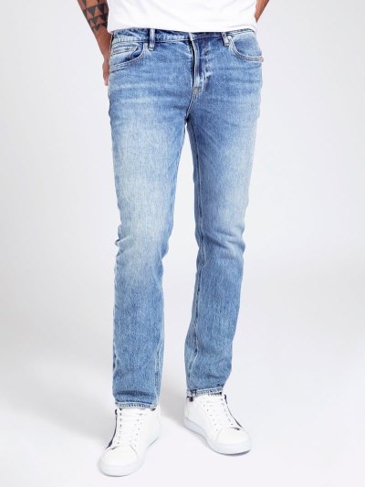 Férfi Guess Slim Fit Ruházat Kék | HU-499226