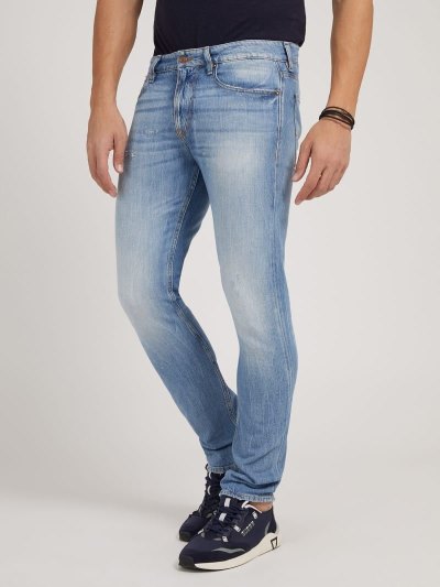 Férfi Guess Slim Fit Ruházat Kék | HU-635323