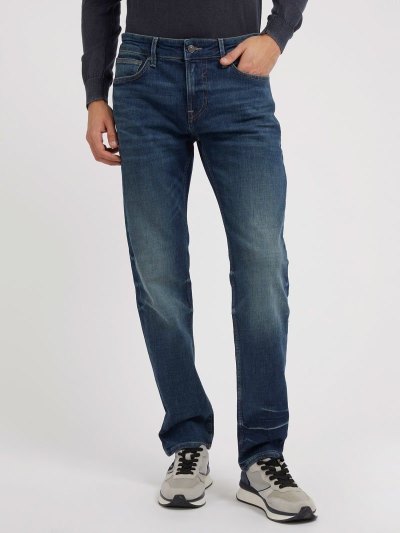 Férfi Guess Slim Fit Ruházat Kék | HU-651074