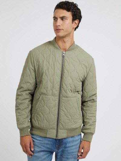 Férfi Guess Steppelt Bomber Kabát Zöld | HU-453084