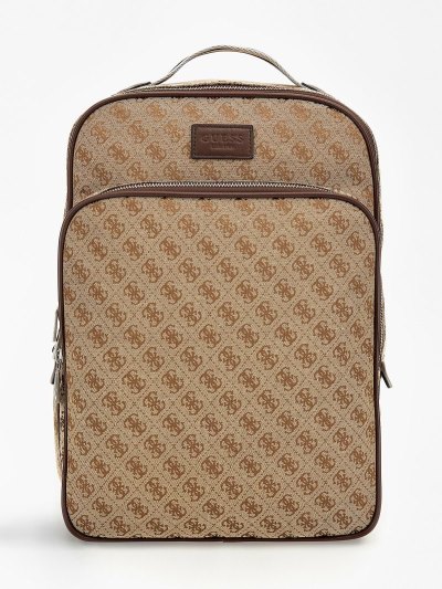 Férfi Guess Strave 4g Logo Hátizsák Bézs | HU-226403