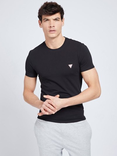 Férfi Guess Super Slim Póló Fekete | HU-790367