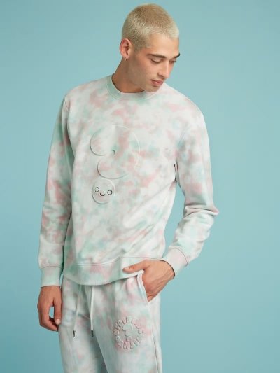 Férfi Guess Tie-dye Pulóverek Rózsaszín | HU-578655
