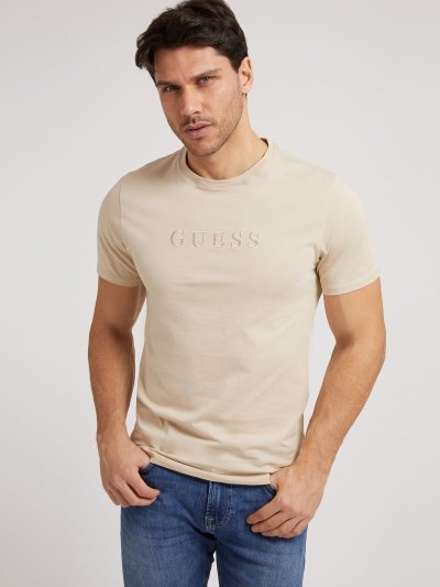 Férfi Guess Tone-on-tone Logo Póló Bézs | HU-531893