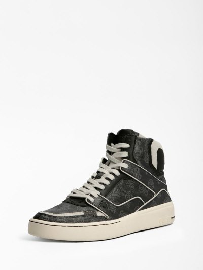 Férfi Guess Verona 4g Logo High Top Sneakers Fekete | HU-557106