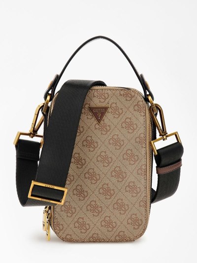 Férfi Guess Vice Smart 4g Logo Crossbody Táska Bézs | AMKEO6VC
