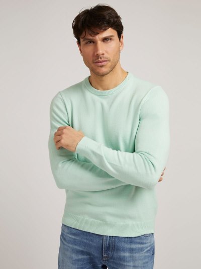 Férfi Guess Viscose Blend Pulóverek Zöld | HU-489867