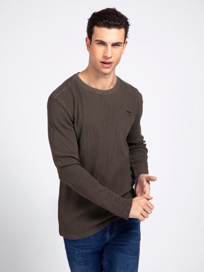 Férfi Guess Waffle Logo Pulóverek Barna | HU-782264