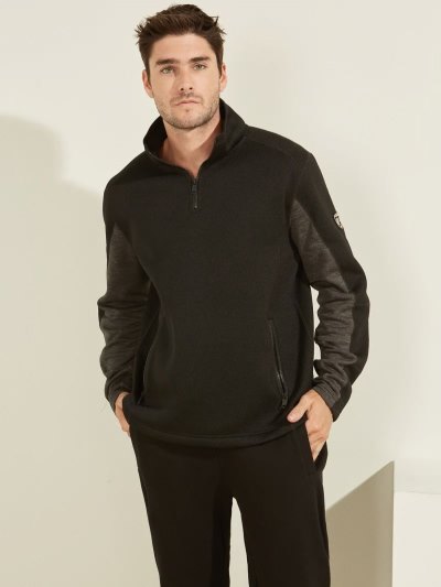 Férfi Guess Zip Rögzítő Pulóverek Fekete | HU-547207