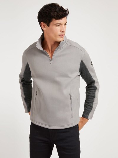 Férfi Guess Zip Rögzítő Pulóverek Sötétszürke | HU-776129