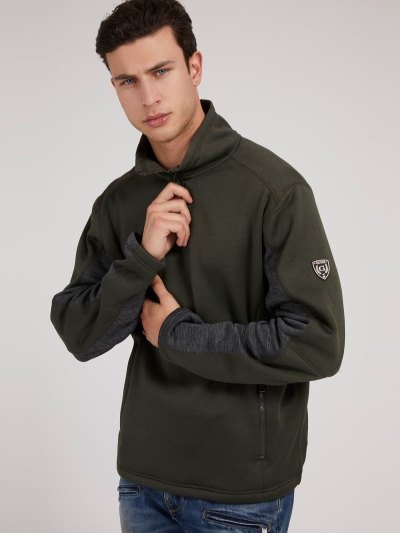Férfi Guess Zip Rögzítő Pulóverek Zöld | HU-266507