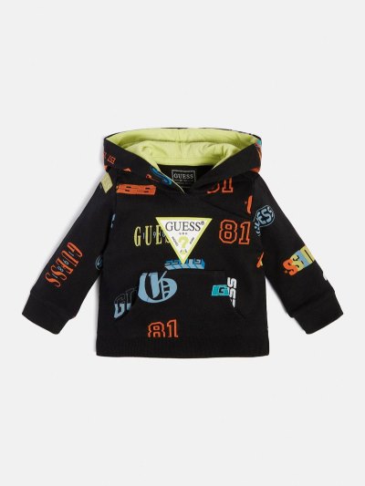 Gyerek Guess All Over Print Pulóverek Fekete | HU-735524