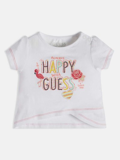 Gyerek Guess Embroidered Logo Póló Fehér | HU-728228