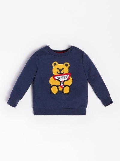 Gyerek Guess Embroidery Pulóverek Sötétkék | HU-527542