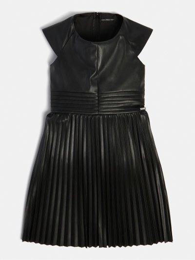 Gyerek Guess Faux Bőr Ruha Fekete | HU-914865