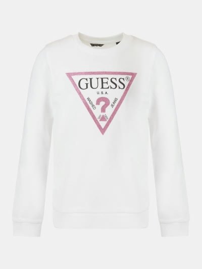 Gyerek Guess Foil Triangle Logo Pulóverek Fehér | HU-062428