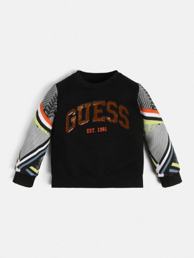 Gyerek Guess Front Logo Pulóverek Fekete | HU-310462