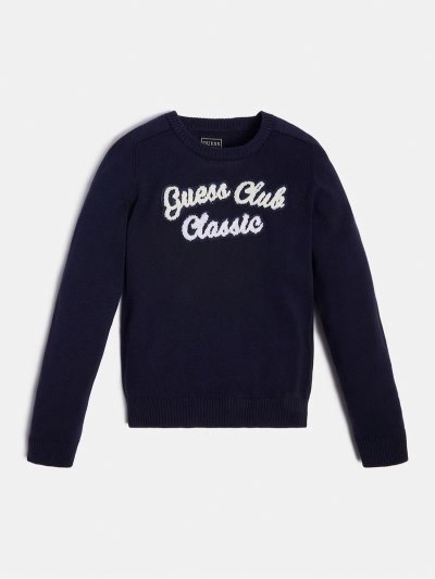 Gyerek Guess Front Logo Pulóverek Kék | HU-578703