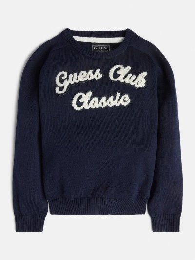 Gyerek Guess Front Logo Pulóverek Kék | HU-815874