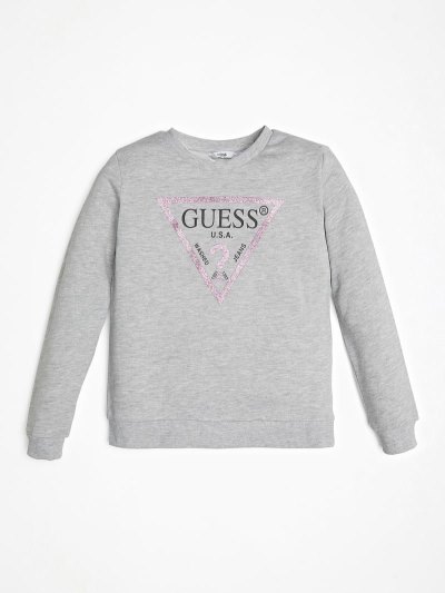 Gyerek Guess Front Logo Triangle Pulóverek Világos Szürke | HU-651237