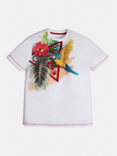 Gyerek Guess Front Print Póló Fehér | HU-627398