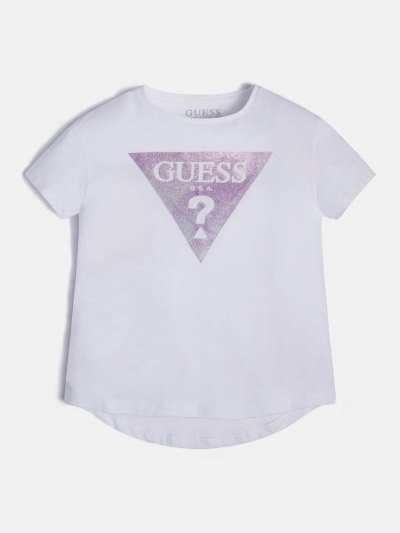 Gyerek Guess Front Tringle Logo Póló Fehér | HU-996375