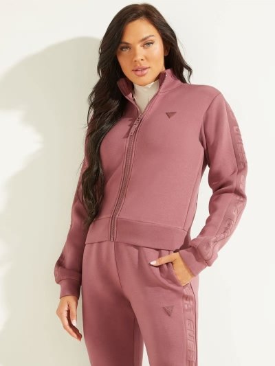 Gyerek Guess Front Zip Pulóverek Sötétrózsaszín | HU-616707