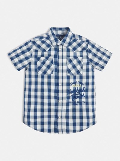 Gyerek Guess Gingham Checked Ingek Kék | HU-592558