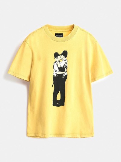 Gyerek Guess Graffiti Print Póló Sárga | HU-326713
