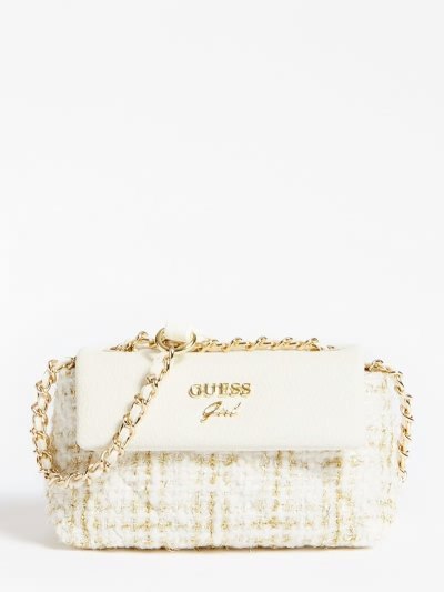 Gyerek Guess Leah Tweed Crossbody Táska Krém | HU-938485