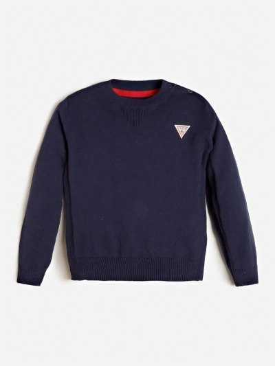 Gyerek Guess Logo Label Pulóverek Sötétkék | HU-326733