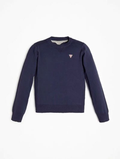 Gyerek Guess Logo Label Pulóverek Sötétkék | HU-395031