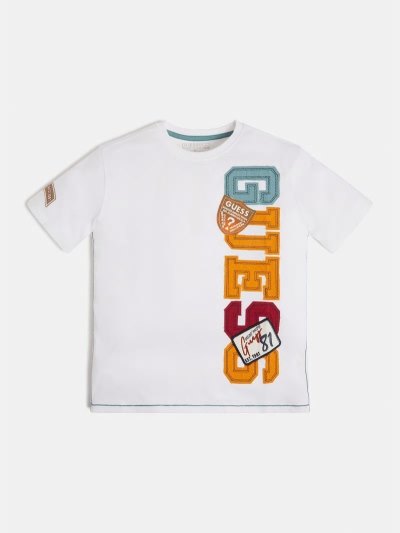 Gyerek Guess Logo Patch Póló Fehér | HU-070428