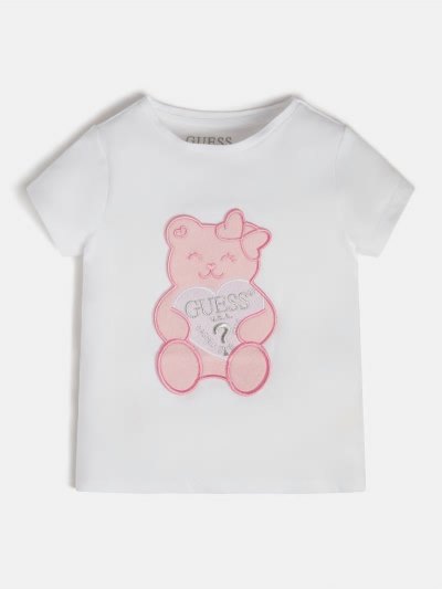 Gyerek Guess Póló Front Print Póló Fehér | HU-752023