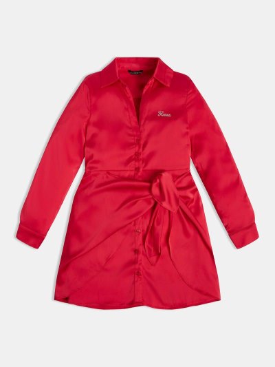 Gyerek Guess Satin Chemisier Ruha Rózsaszín | HU-625072