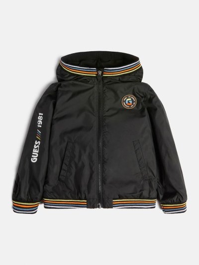 Gyerek Guess Side Logo Széldzseki Fekete | HU-404668